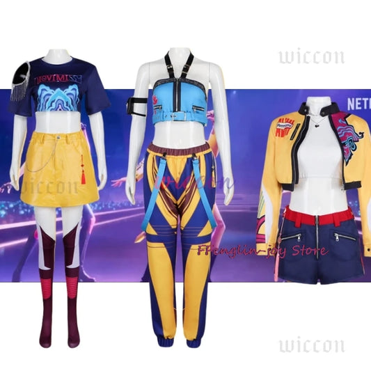 KPOP Huntrix Rumi Mira Zoey Cosplay Costume New Uniform Top Skirt Demon Hunters Superstar Girl Women Set Halloween Carnival