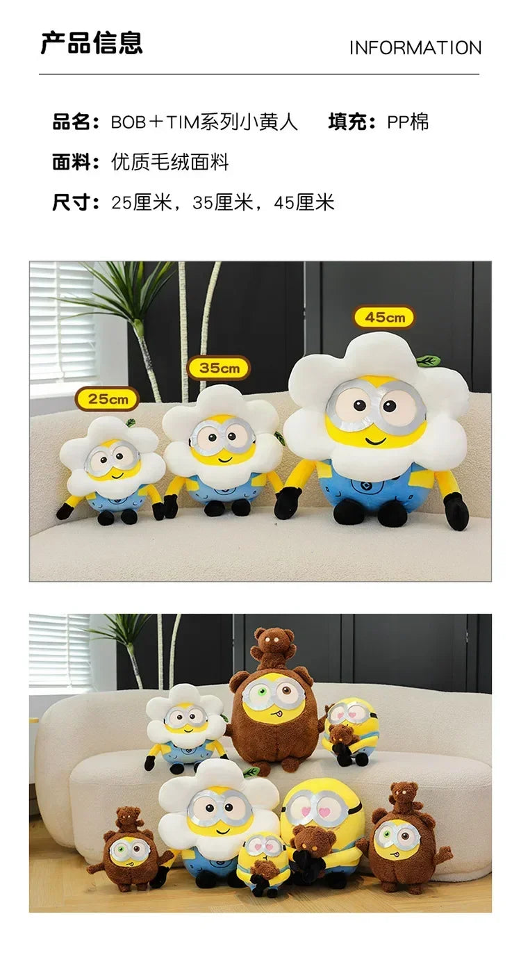 Movie Minions Plush Bob+Tim Series Bob Holding Tim Bear Doll High Quality Cute Animal Toys Christmas Gifts