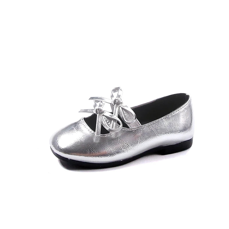 Double Bow Girls Leather Shoes