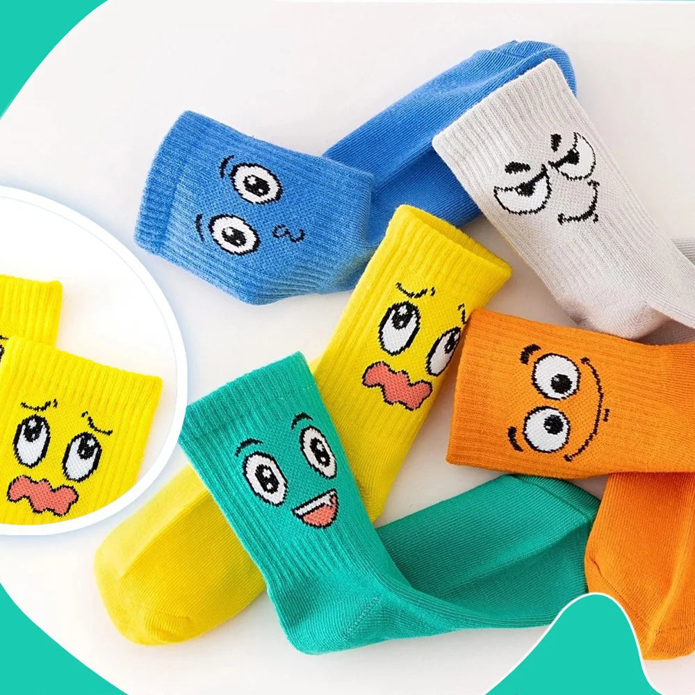 5 Pairs Kid's Comfortable Breathable Emoticons Socks