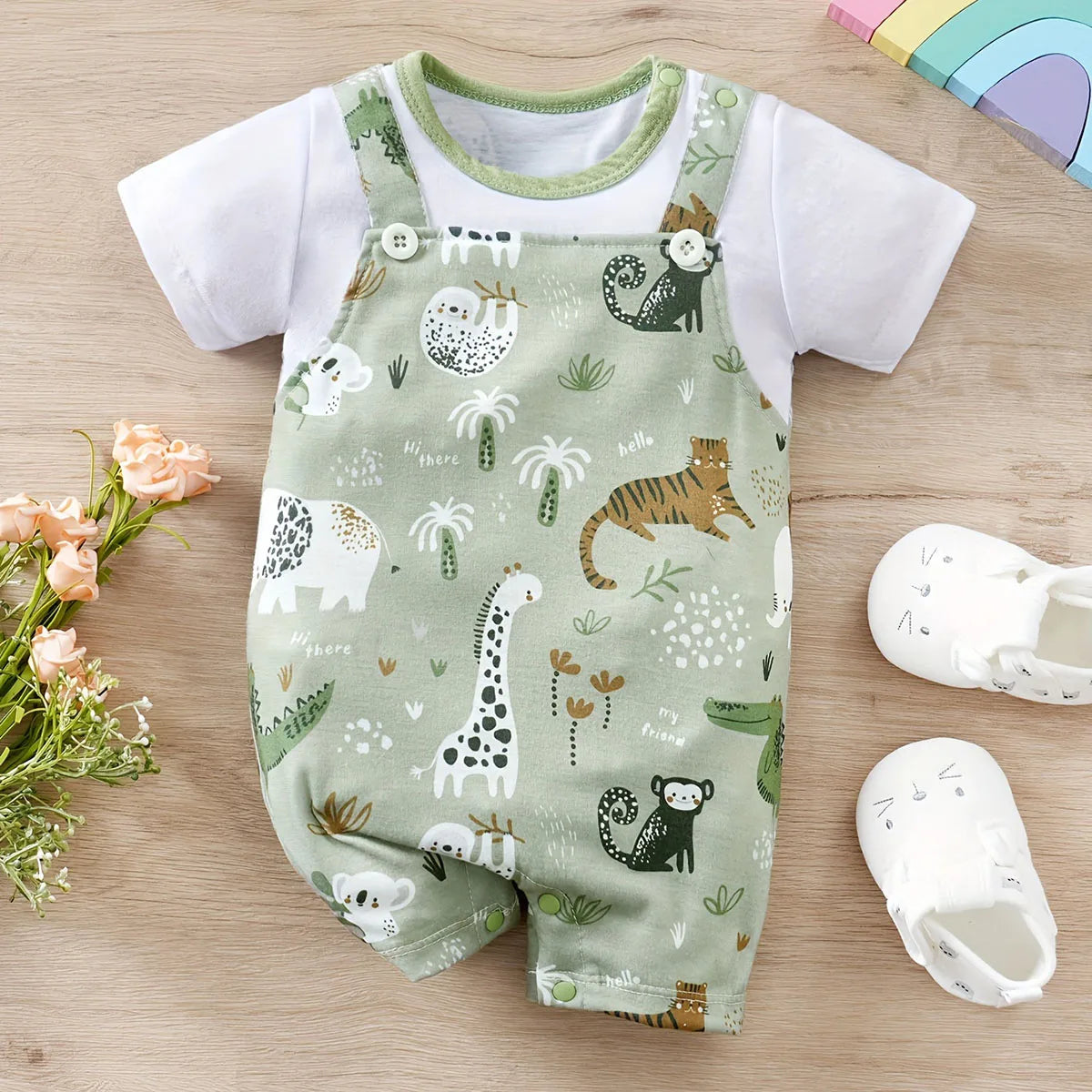 Adorable Infant Zoo Animal Print Romper