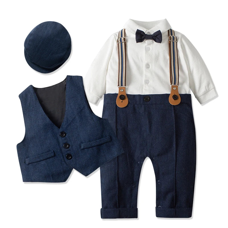 Baby Suits Romper + Vest + Hat