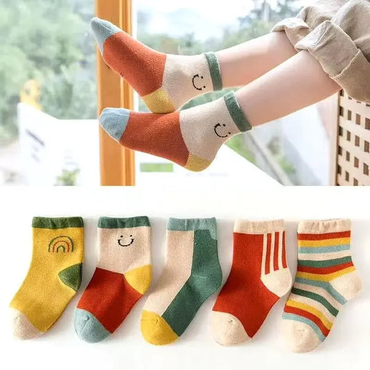 5 Pairs Stripes Cotton Socks