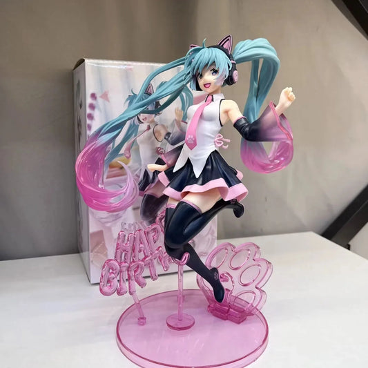 Hatsune Miku Boxed 23CM New Anime  Happy birthday Cute Kawaii Statue PVC Figure Collectible Model Toy birthday gifts