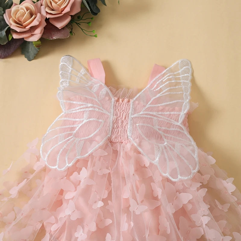 Toddler Girl's Sleeveless Floral Lace Ruffle Romper Dress