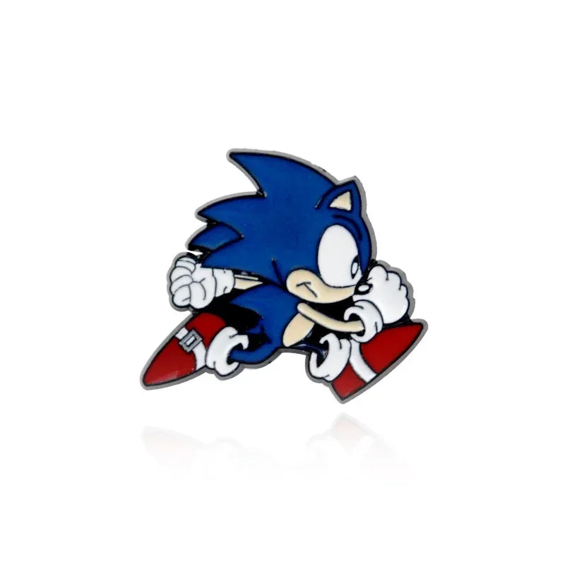 Cartoon Movie Sonics Necklace Keychain Badge Kawaii Anime Figure Enamel Pins Keyring Men Women Pendants Jewelry Accessories Gift