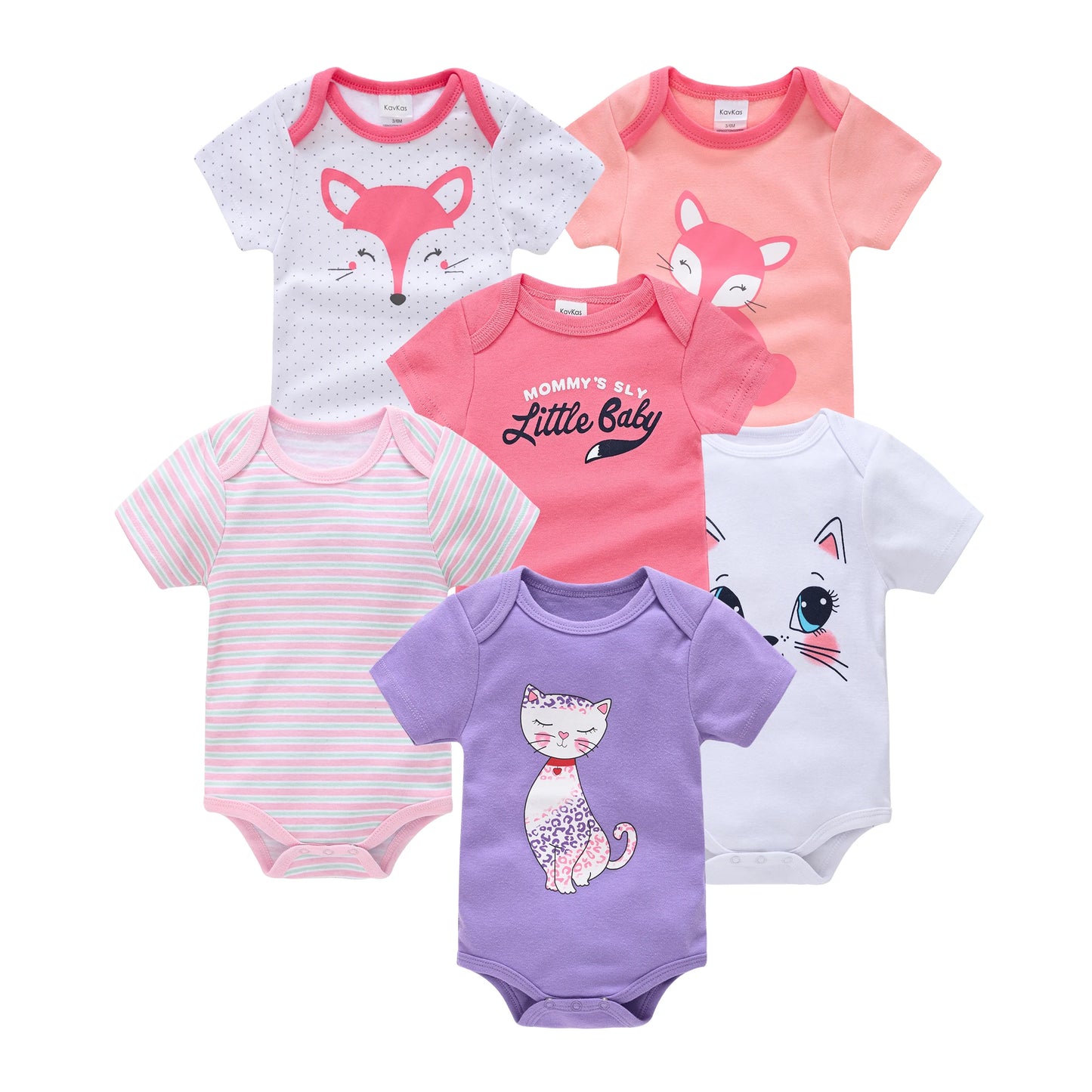 3/6 Pcs Newborn Short Sleeve Bodysuits