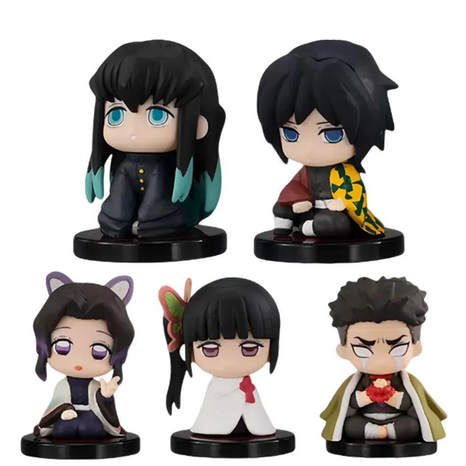 Demon Slayer Sitting Ghost Doll 10Pcs/Style Q Version Tanjiro Nidouzi Inosuke Zenizu Figure Action Figure Movie Model Toy Gift
