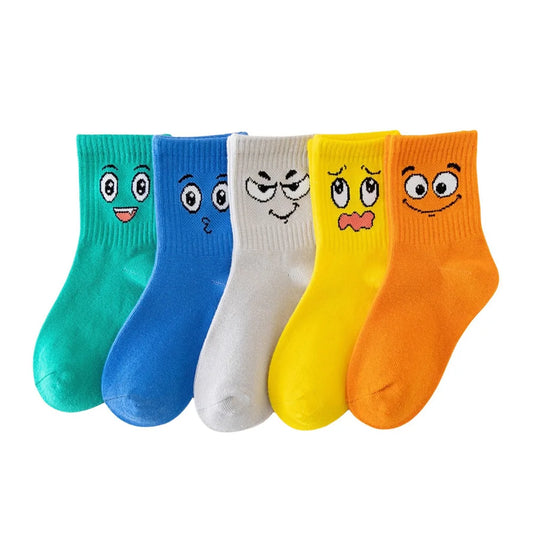 5 Pairs Kid's Comfortable Breathable Emoticons Socks