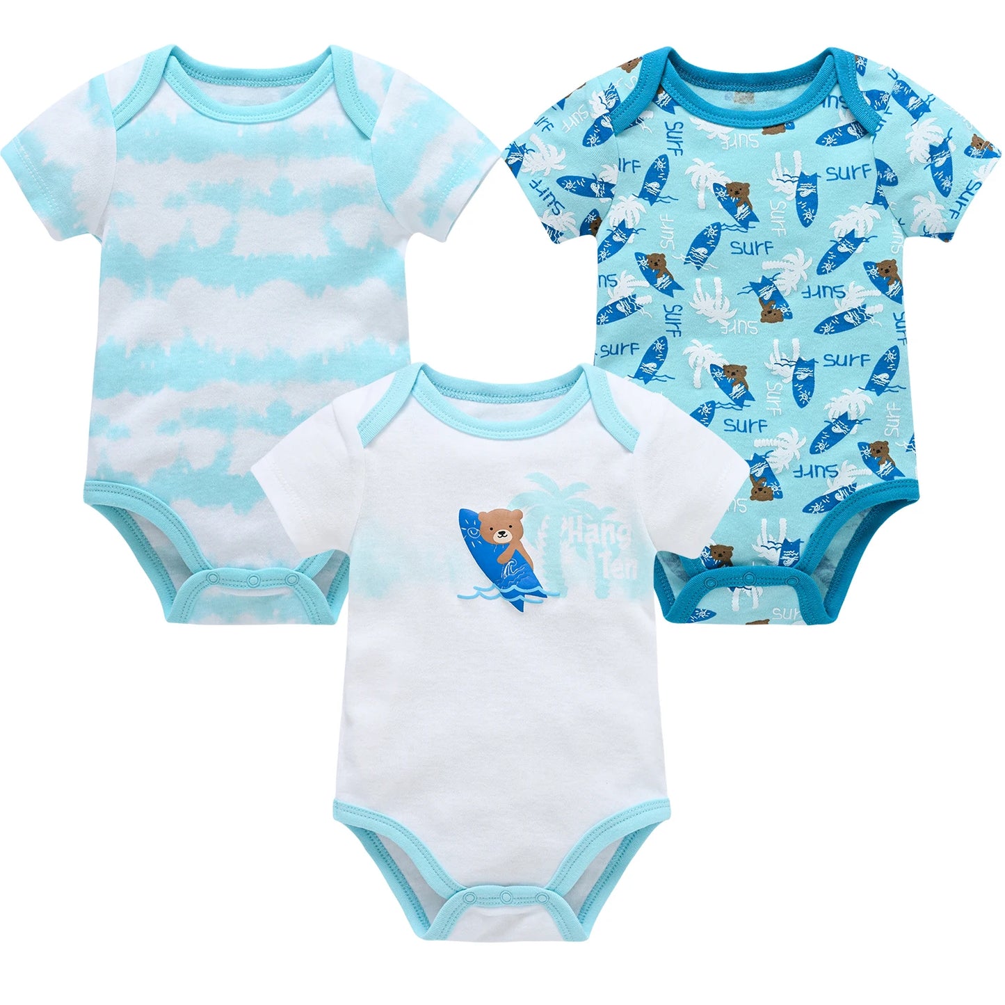 3/6 Pcs Newborn Short Sleeve Bodysuits