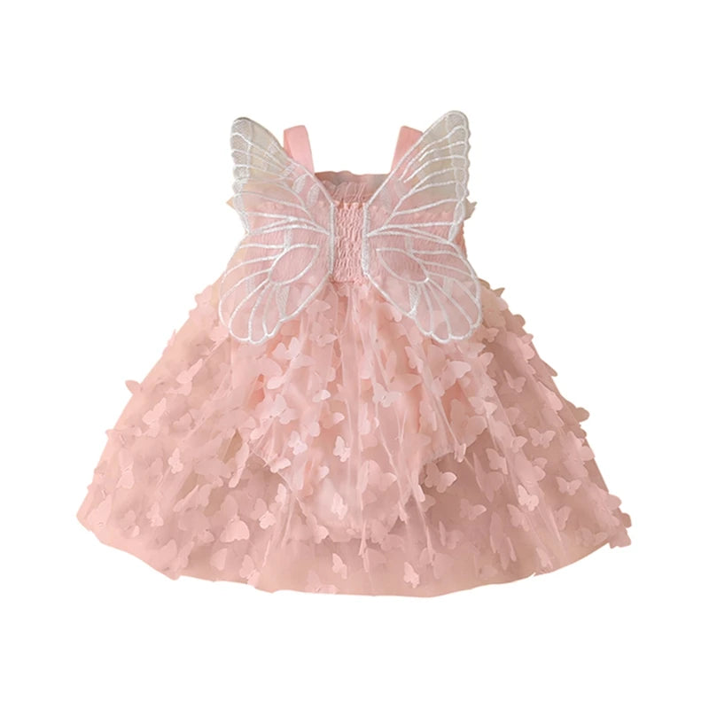 Toddler Girl's Sleeveless Floral Lace Ruffle Romper Dress