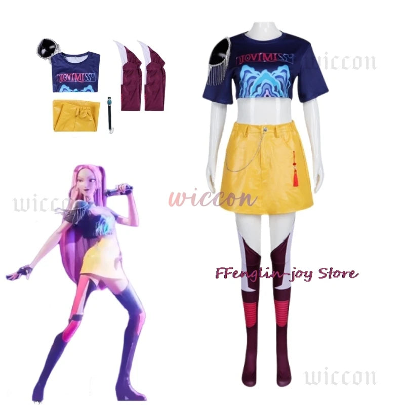 KPOP Huntrix Rumi Mira Zoey Cosplay Costume New Uniform Top Skirt Demon Hunters Superstar Girl Women Set Halloween Carnival
