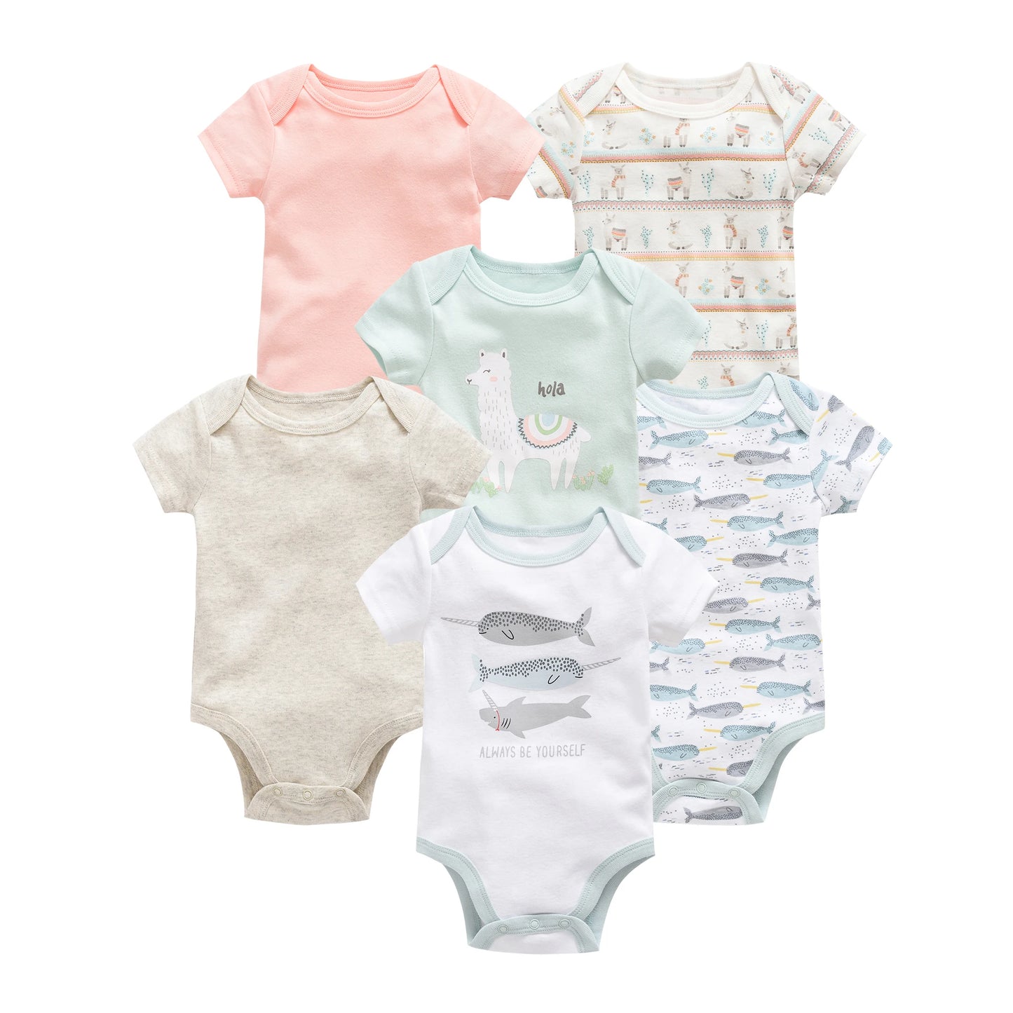 3/6 Pcs Newborn Short Sleeve Bodysuits