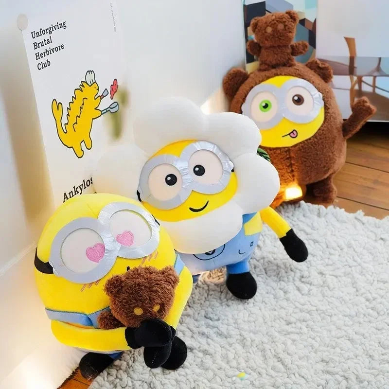 Movie Minions Plush Bob+Tim Series Bob Holding Tim Bear Doll High Quality Cute Animal Toys Christmas Gifts