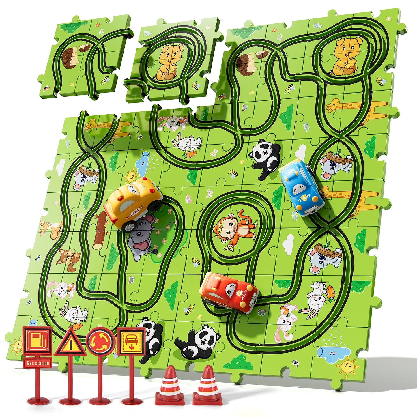 Race Track Jigsaw Puzzle  Car Set Toys for Kids