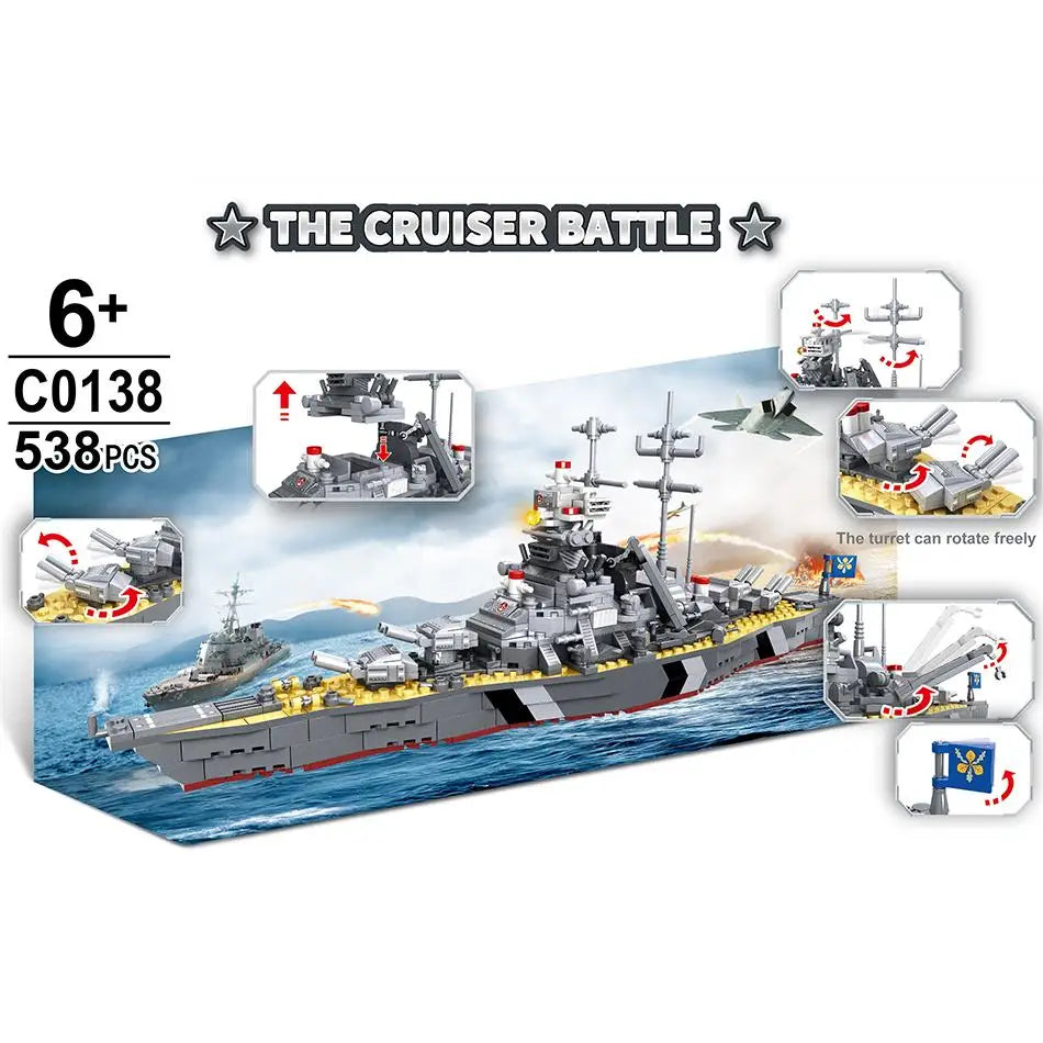 Warship Building Blocks Assembly Set