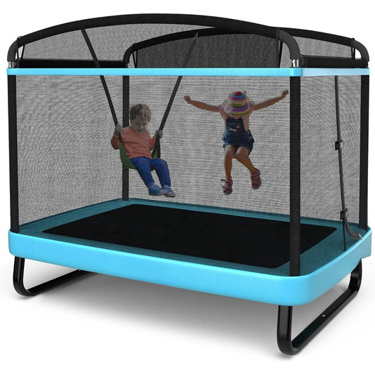 Rectangle 6FT Toddler Trampoline with Swing & Enclosure Safety Net