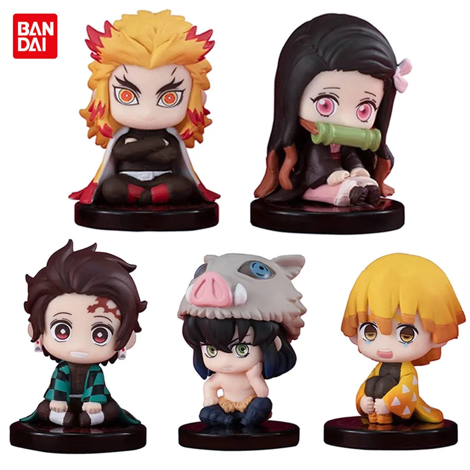 Demon Slayer 10pcs Set Q Version Sitting Ghost Doll Tanjiro Nidouzi Inosuke Zenizu Figure Action Figure Movie Model kid Toy Gift