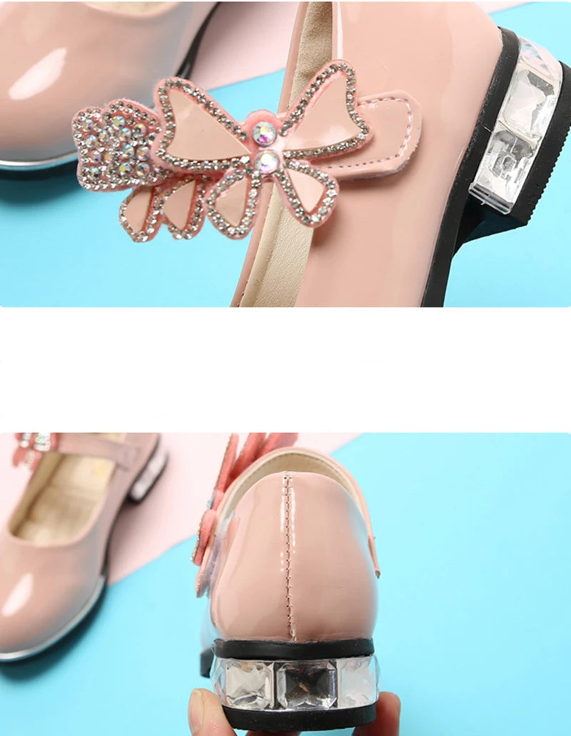 Butterfly-knot Girls Leather Dress Shoes